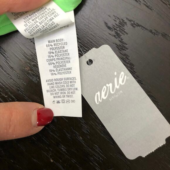 Aerie Lace Underwire One Piece Swimsuit neon green cutout back sz small - Picture 9 of 10